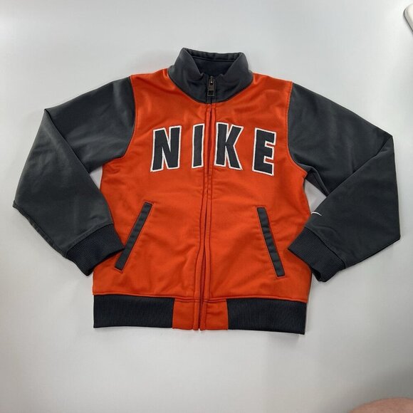 Nike Other - Nike Toddler Boys Full Zip Long Sleeve Jacket Size 4T Orange Grey Mock Neck